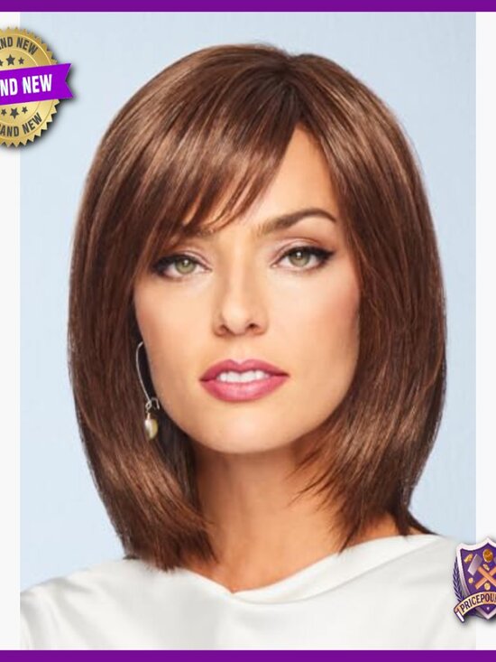 Premium Hand-Tied Page Wig, Straight Hair, Angle Cut Bangs, Average Cap main image 5
